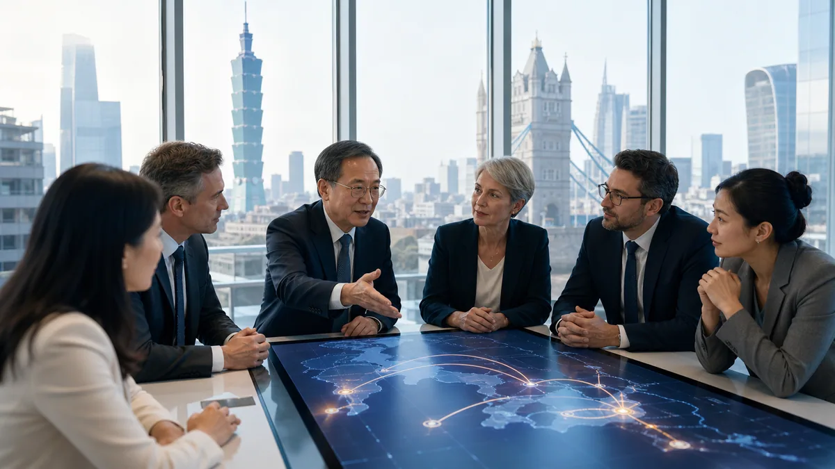 Public and private sector stakeholders coordinating a Taiwan-UK technology bridge program